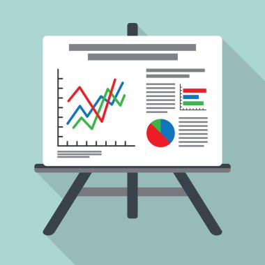 Flipchart, veri pazarlama ile beyaz tahta perde