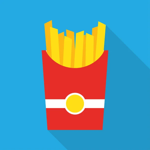French fries fast food in a red package. — Stock Vector