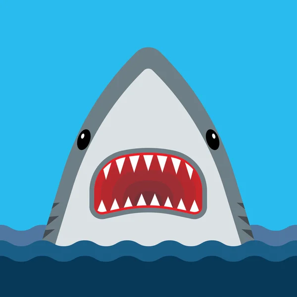 Tubarão com boca aberta e dentes afiados — Vetor de Stock
