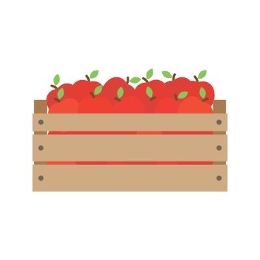 taze kırmızı elma ile kutu.