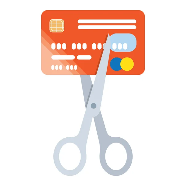 Schaar gesneden creditcard pictogram — Stockvector