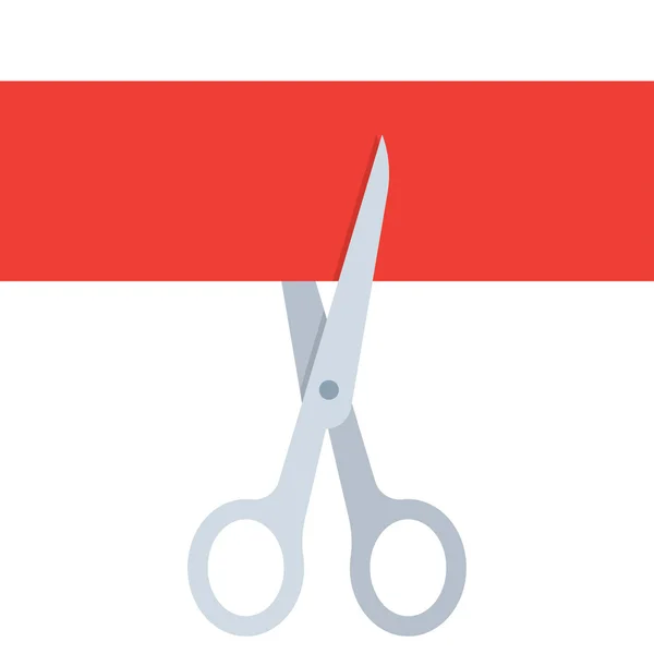 Ножницы и перерезающая красная лента — стоковый вектор