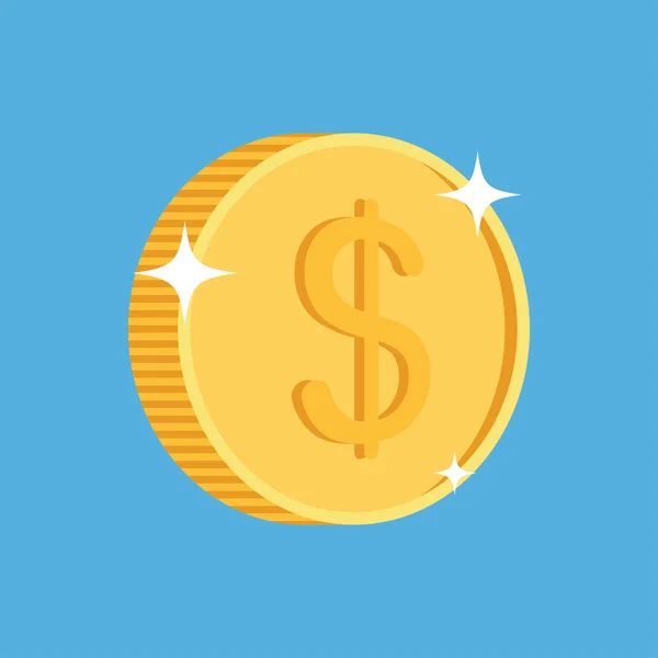 Icono de moneda de oro con símbolo de dólar — Vector de stock