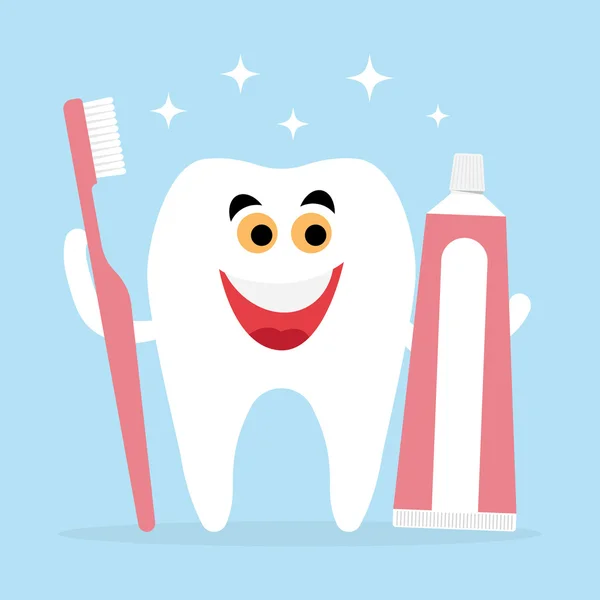 Tand och vänner tandborste, tandkräm — Stock vektor