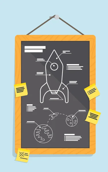 Cartoon blueprint of rocket ship — Stock Vector