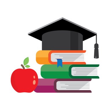 Mezuniyet kap üzerinde yığılmış kitaplar