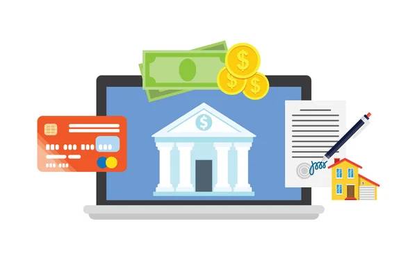 Online bankovnictví téma, plochý — Stockový vektor