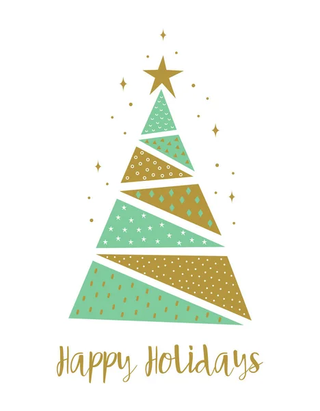 Greeting Card Christmas Tree Scandinavian Style Vector Illustration — Stock Vector