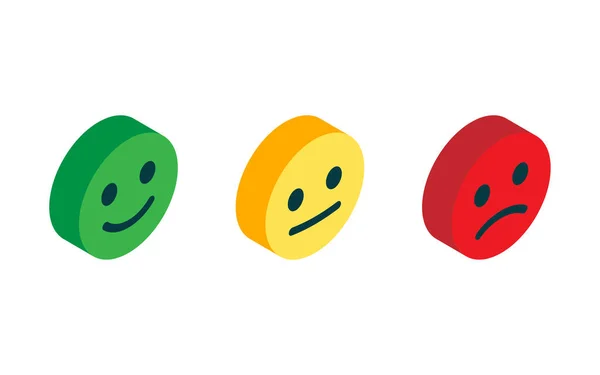 Realimentación Emoticon Con Opinión Positiva Negativa Neutra Para Escala Tarifas — Archivo Imágenes Vectoriales