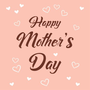 Pembe arka planda kalpleri olan mutlu anneler günü kartı, vektör illüstrasyonu