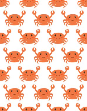 Beyaz arkaplanda izole edilmiş şirin çizgi film yengeçleri, kartlar, davetiyeler, albümler, duvar kağıtları, arka planlar ve albüm albümleri için vektör ilülasyonu