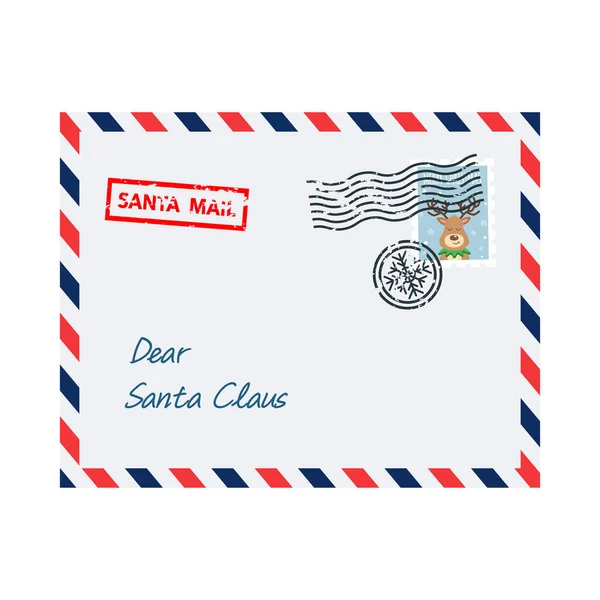 Envelope Natal Com Selo Postal Querida Carta Papai Noel —  Vetores de Stock