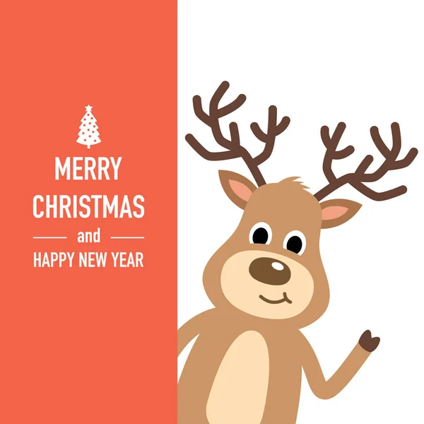 Renifer Wesołym Świątecznym Chorągwią Wesoły Renifer Świętuje Boże Narodzenie Ilustracja — Wektor stockowy