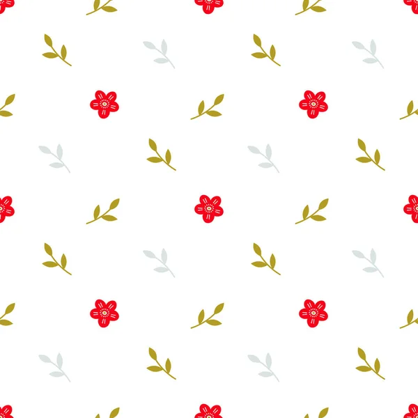 Patrón Sin Costuras Con Pequeñas Flores Rojas Fondo Pantalla Floral — Vector de stock