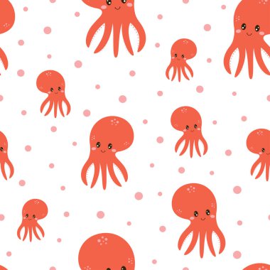 tapılası ahtapot karakterleri, deniz hayvanları, düz tasarım