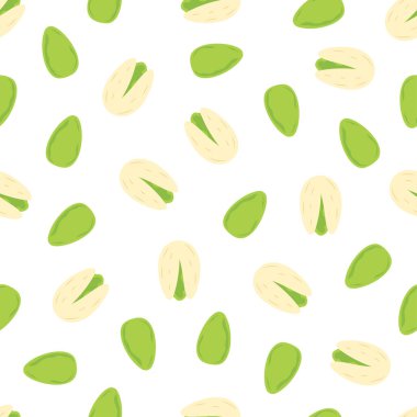 Fıstıksız desenler beyaz arka planda izole edilmiş, fındık ve tohumların düz çizgi film tarzında vektör çizimi