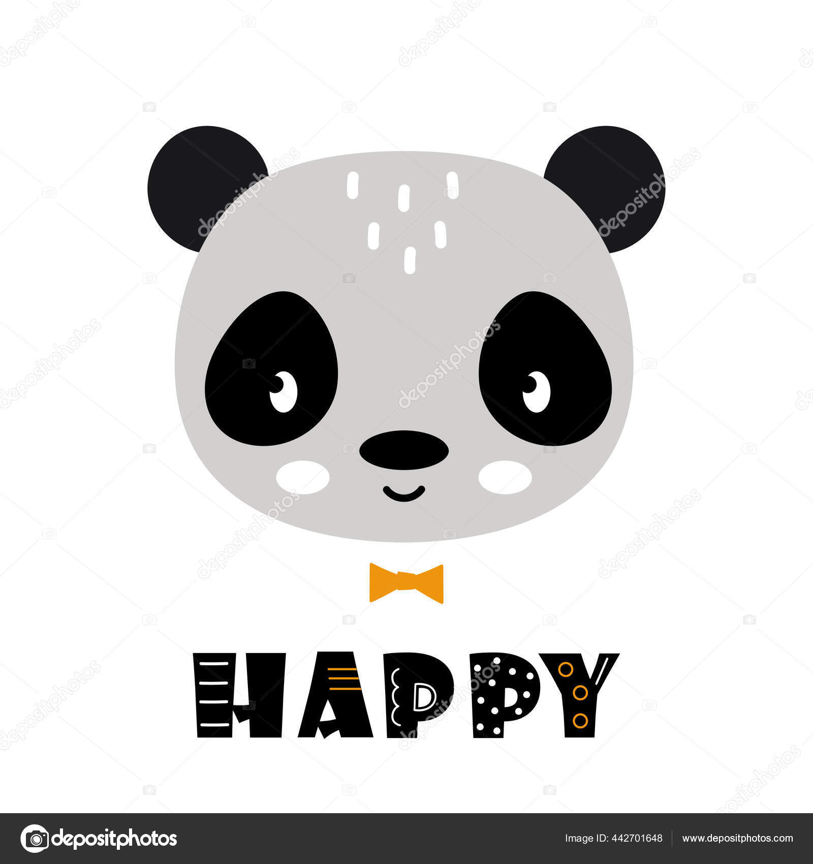 Gambar Vektor Wajah Panda Lucu Wajah Panda Dan Teks Bahagia Stok Vektor Makc76 442701648