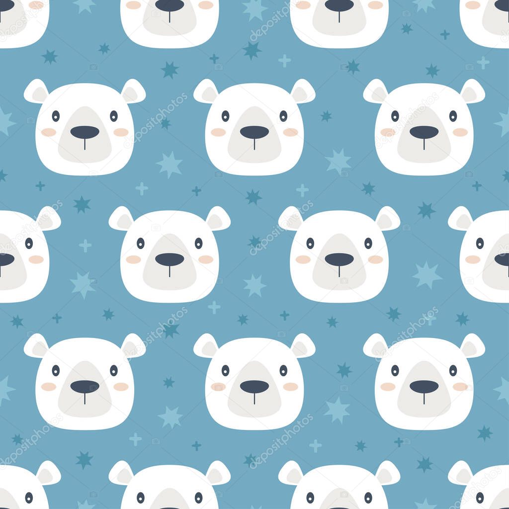 seamless teddy bear pattern, vector illustration, cute animals