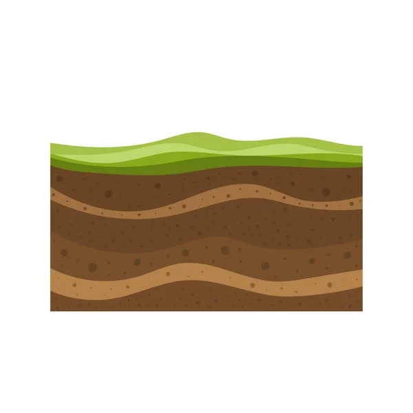 具有地下土层的草层 带有草层的土壤剖面 粘土和石头 土层结构图矢量 — 图库矢量图片