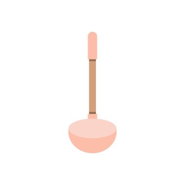 Silikon kepçe, çizgi film tarzında mutfak kepçesi beyaz arkaplanda izole