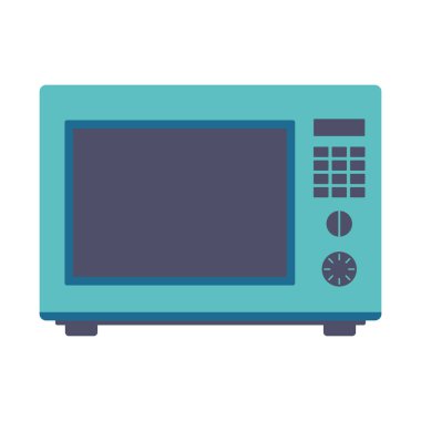 Beyaz zemin üzerinde izole edilmiş mikrodalga, modern mikrodalganın düz vektör çizimi, basit tasarım