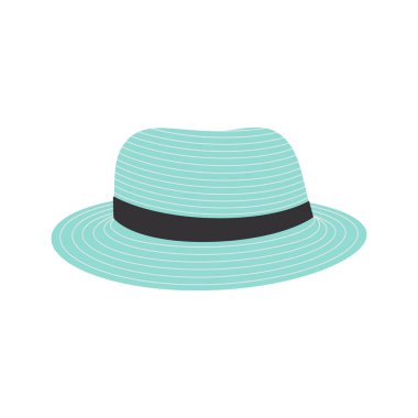 Beyaz arkaplanda panama şapka simgesi, vektör sembolü, plaj şapkası düz stil