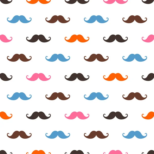 Moustaches Seamless Patterns Holiday Wrapping Paper Vector Orange Blue Pink — Stock Vector