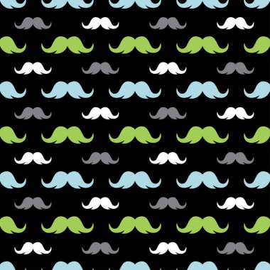 Siyah arkaplanda klasik biçimli bıyıksız desen, vektör illüstrasyonu, karşılama deseni