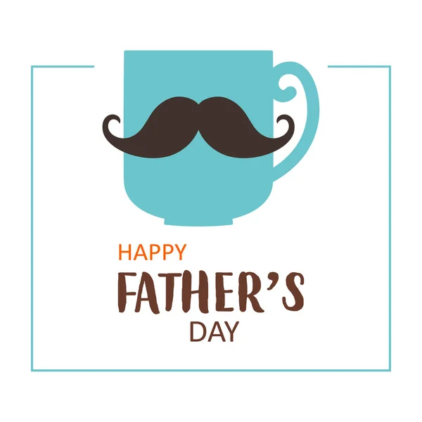 Kartka Okolicznościowa Dzień Ojców Filiżanką Kawy Wąsami Białym Tle — Wektor stockowy