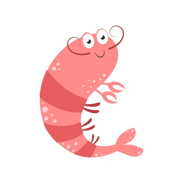 Shrimp Animal Cartoon Character Isolated White Background Cute Vector Illustration — Stock Vector