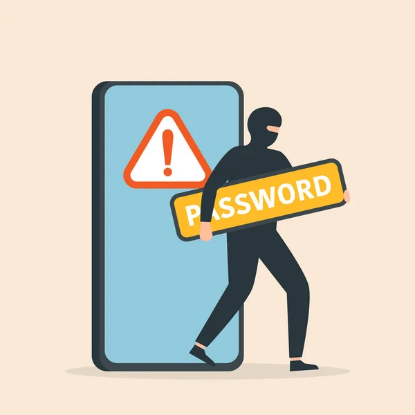 Ladro Hacker Rubare Dati Sensibili Come Password Uno Smartphone Illustrazione — Vettoriale Stock