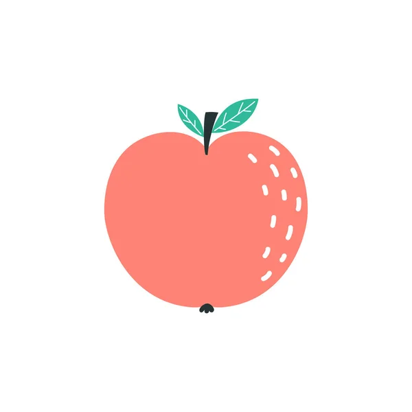 Carte Dessin Animé Pomme Rouge Avec Feuille Illustration Vectorielle Dessin — Image vectorielle