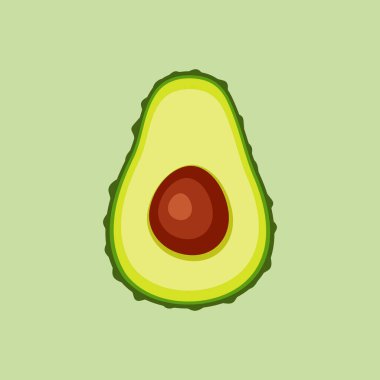 Avokado simgesi yeşil arkaplanda izole edilmiş, basit modern düz çizim, avokado vektörü
