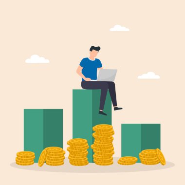 Gelişim ekonomisi stratejisi. Finansal yatırımlar, ticari düzelme ve analiz kavramı, yeniliğe yatırım. Vektör İllüstrasyonu