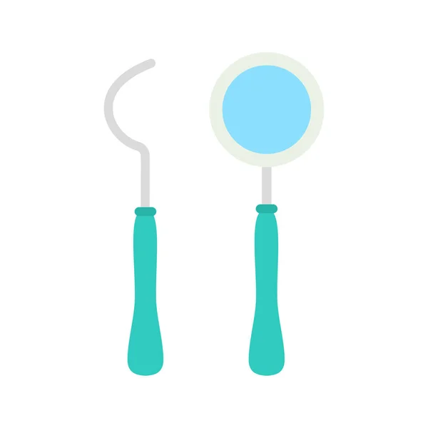 白い背景に分離された歯科用器具のベクトル図で漫画の歯周鏡と歯周鏡でセットされています — ストックベクタ