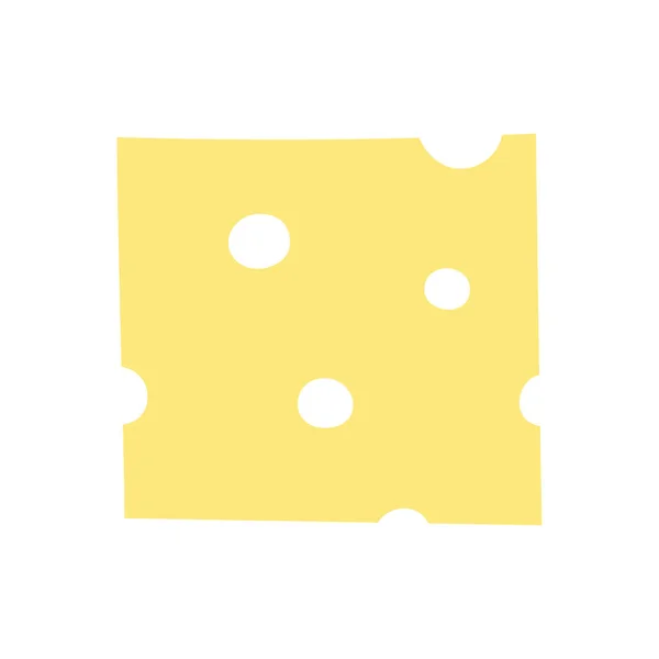 Шматок Сиру Шматочок Їжі Плоска Мультяшна Ілюстрація Шматочок Сиру Ізольовано — стоковий вектор