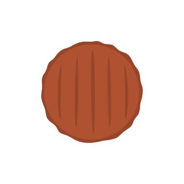 Beyaz arka planda izole edilmiş sığır pirzolası, karikatür tarzında ızgara izli hamburger eti pirzolası, vektör çizimi