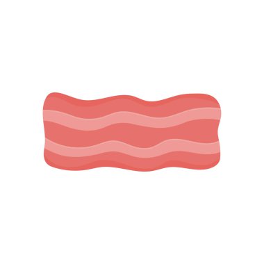 Lezzetli pastırma vektör çizimi, pastırma düz ikonu, beyaz arka planda izole edilmiş kızarmış domuz pastırması dilimi.