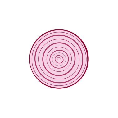 Kırmızı soğan beyaz zemin üzerinde izole edilmiş halka, besin elementi tasarımı, vektör illüstrasyonu