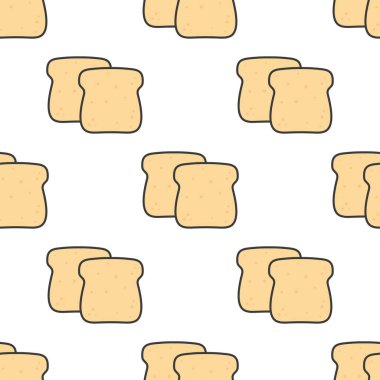 Beyaz arka planda pürüzsüz ekmek dilimleri, fırın hamur işi ürünü, vektör illüstrasyonu