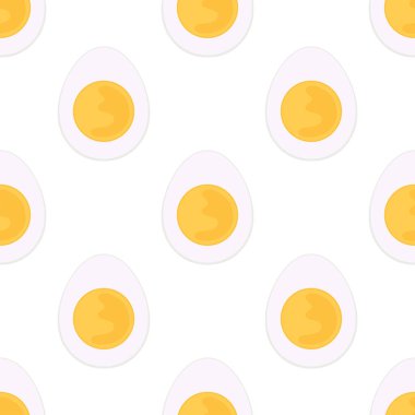 Yarı haşlanmış yumurta dikişsiz tekstil baskısı, yazın kullanılan kumaş, duvar kağıdı, hediye paketi, gıda arka planı, düz tasarım için harika.
