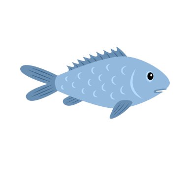 Dorado balığı. Beyaz arka planda izole edilmiş deniz ürünleri. Vektör illüstrasyonu