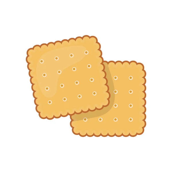 Two Delicious Biscuit Yummy Crackers Isolated White Background Top View — Stock Vector
