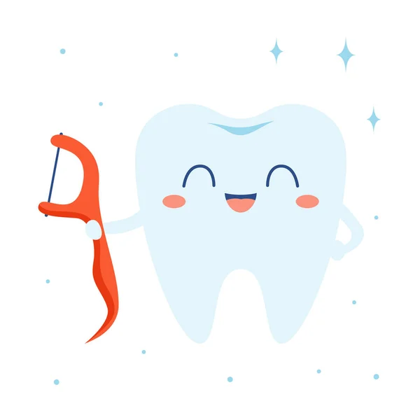 Διανυσματική Απεικόνιση Του Χαριτωμένο Χαρακτήρα Των Δοντιών Κινουμένων Σχεδίων Οδοντικό — Διανυσματικό Αρχείο