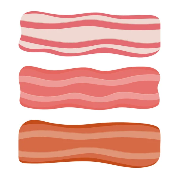 Tranches Bacon Fraîches Crues Frites Isolées Sur Fond Blanc Ingrédient — Image vectorielle