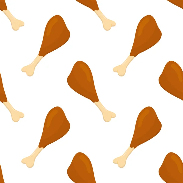 Patas Pollo Frito Patrón Sin Costura Carne Pollo Comida Rápida — Vector de stock