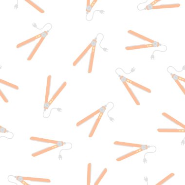 Saç simgesi için saç maşası, beyaz arkaplanda izole edilmiş pürüzsüz desen, saç düzleştirici simgesi, vektör ilülasyonu