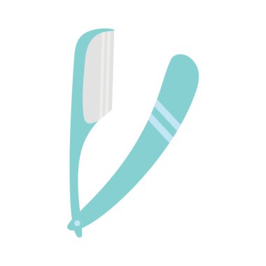 düz jilet simgesi beyaz arkaplanda izole edilmiş, düz vektör illüstrasyonu, berber araçları