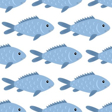 Balık pürüzsüz desen. Doğa ve deniz teması. Vektör illüstrasyonu