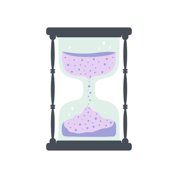 Cartoon Sand Clock Isolated White Background Hourglass Stars Magical Vector — 图库矢量图片